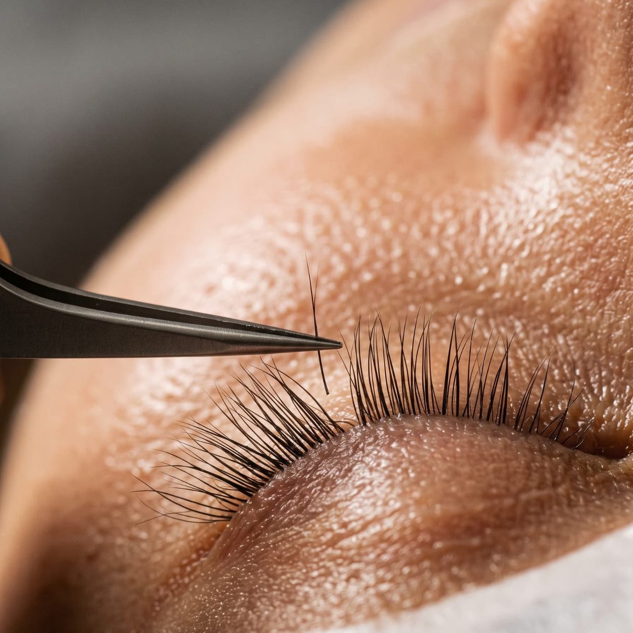 Eyelash extensions close-up at KRASIVO Nails & Lashes in Chelsea NYC